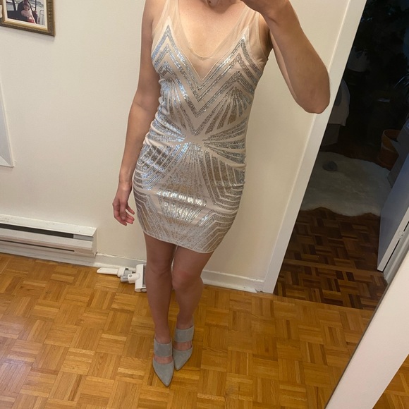 Locally made sequin cocktail dress - champagne nude colour - Picture 1 of 5
